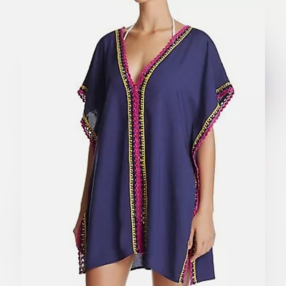 Becca Swim Scenic Route Crochet Trim Off the Shoulder Cover Up Tunic XS / S